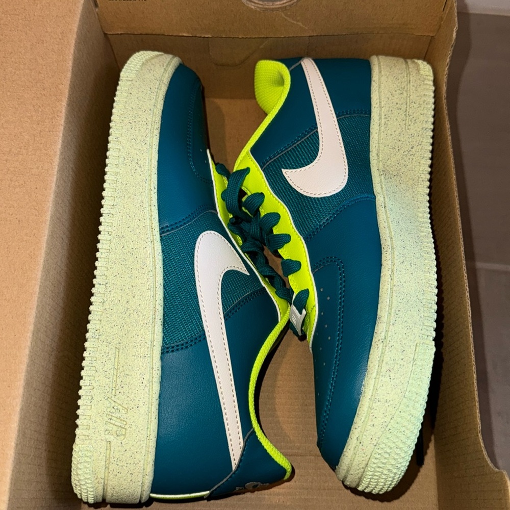 Nike Kids Sneakers Teal with White Swoosh and Neon Yellow Accents